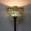 imageWERFACTORY Tiffany Floor Lamp Sea Blue Stained Glass Dragonfly Light 12X12X66 Inches Pole Torchiere Standing Corner Torch Uplight Decor Bedroom Living Room Home Office S147 Series