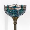 imageWERFACTORY Tiffany Floor Lamp Sea Blue Stained Glass Dragonfly Light 12X12X66 Inches Pole Torchiere Standing Corner Torch Uplight Decor Bedroom Living Room Home Office S147 Series