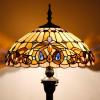imageWERFACTORY Tiffany Floor Lamp Serenity Victorian Stained Glass Standing Reading Light 16X16X64 Inches Antique Pole Corner Lamp Decor Bedroom Living Room Home Office S021 Series