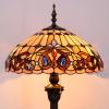 imageWERFACTORY Tiffany Floor Lamp Serenity Victorian Stained Glass Standing Reading Light 16X16X64 Inches Antique Pole Corner Lamp Decor Bedroom Living Room Home Office S021 Series
