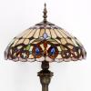 imageWERFACTORY Tiffany Floor Lamp Serenity Victorian Stained Glass Standing Reading Light 16X16X64 Inches Antique Pole Corner Lamp Decor Bedroom Living Room Home Office S021 Series
