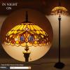 imageWERFACTORY Tiffany Floor Lamp Serenity Victorian Stained Glass Standing Reading Light 16X16X64 Inches Antique Pole Corner Lamp Decor Bedroom Living Room Home Office S021 Series