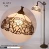 imageWERFACTORY Tiffany Floor Lamp White Crystal Bent Stained Glass Arched Lamp 12X18X64 Inches Gooseneck Adjustable Corner Standing Reading Light Decor Bedroom Living Room S508W Series