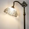 imageWERFACTORY Tiffany Floor Lamp White Crystal Bent Stained Glass Arched Lamp 12X18X64 Inches Gooseneck Adjustable Corner Standing Reading Light Decor Bedroom Living Room S508W Series