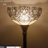 imageWERFACTORY Tiffany Floor Lamp White Crystal Stained Glass Light 12X12X66 Inches Pole Torchiere Standing Corner Torch Uplight Decor Bedroom Living Room Home Office S508W Series