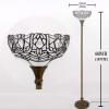 imageWERFACTORY Tiffany Floor Lamp White Crystal Stained Glass Light 12X12X66 Inches Pole Torchiere Standing Corner Torch Uplight Decor Bedroom Living Room Home Office S508W Series