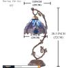 imageWERFACTORY Tiffany Lamp Blue Stained Glass Dragonfly Style Table Lamp Metal Leaf Base 8X10X21 Inches Desk Light Decor Small Space Bedroom Home Office S004 Series