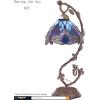 imageWERFACTORY Tiffany Lamp Blue Stained Glass Dragonfly Style Table Lamp Metal Leaf Base 8X10X21 Inches Desk Light Decor Small Space Bedroom Home Office S004 Series