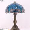 imageWERFACTORY Tiffany Lamp Green Blue Stained Glass Dragonfly Style Bedside Table Lamp Desk Reading Light 12X12X18 Inches Decor Bedroom Living Room Home Office S622 Series