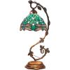 imageWERFACTORY Tiffany Lamp Green Stained Glass Dragonfly Table Lamp Metal Leaf Desk Reading Light 8X10X21 Inches Decor Small Space Bedroom Home Office S622 Series