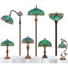 imageWERFACTORY Tiffany Lamp Green Stained Glass Dragonfly Table Lamp Metal Leaf Desk Reading Light 8X10X21 Inches Decor Small Space Bedroom Home Office S622 Series