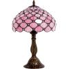 imageWERFACTORY Tiffany Lamp Pink Stained Glass Bead Table Lamp Desk Bedside Reading Light 12X12X18 Inches Deco Bedroom Living Room Home Office S005 Series