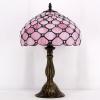 imageWERFACTORY Tiffany Lamp Pink Stained Glass Bead Table Lamp Desk Bedside Reading Light 12X12X18 Inches Deco Bedroom Living Room Home Office S005 Series