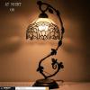 imageWERFACTORY Tiffany Lamp White Bend Stained Glass Style Table Lamp Metal Leaf Base 8X10X21 Inches Desk Reading Light Decor Small Space Bedroom Home Office S508W Series