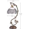 imageWERFACTORY Tiffany Lamp White Bend Stained Glass Style Table Lamp Metal Leaf Base 8X10X21 Inches Desk Reading Light Decor Small Space Bedroom Home Office S508W Series