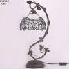 imageWERFACTORY Tiffany Lamp White Bend Stained Glass Style Table Lamp Metal Leaf Base 8X10X21 Inches Desk Reading Light Decor Small Space Bedroom Home Office S508W Series