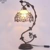 imageWERFACTORY Tiffany Lamp White Bend Stained Glass Style Table Lamp Metal Leaf Base 8X10X21 Inches Desk Reading Light Decor Small Space Bedroom Home Office S508W Series