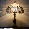 imageWERFACTORY Tiffany Lamp White Bent Stained Glass Bedside Table Lamp Desk Reading Light 12X12X18 Inches Decor Bedroom Living Room Home Office S508W Series