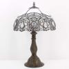 imageWERFACTORY Tiffany Lamp White Bent Stained Glass Bedside Table Lamp Desk Reading Light 12X12X18 Inches Decor Bedroom Living Room Home Office S508W Series
