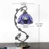 imageWERFACTORY Tiffany Table Lamp Blue Purple Stained Glass Baroque Style Reading Desk Light Metal Leaf Base 8X10X21 Inches Decor Small Space Bedside Bedroom Home Office S003C Series