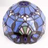 imageWERFACTORY Tiffany Table Lamp Blue Purple Stained Glass Baroque Style Reading Desk Light Metal Leaf Base 8X10X21 Inches Decor Small Space Bedside Bedroom Home Office S003C Series