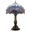 imageWERFACTORY Tiffany Table Lamp Blue Stained Glass Dragonfly Style Bedside Desk Reading Light 12X12X18 Inches Decor Bedroom Living Room Home Office S004 Series