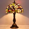 imageWERFACTORY Tiffany Table Lamp Mix Color Stained Glass Bedside Lamp Double Birds Reading Desk Light 12X12X18 Inches Decor Bedroom Living Room Home Office S805 Series