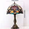 imageWERFACTORY Tiffany Table Lamp Orange Stained Glass Flower Liaison Style Reading Desk Bedside Light 12X12X18 Inches Decor Bedroom Living Room Home Office S617 Series