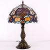 imageWERFACTORY Tiffany Table Lamp Orange Stained Glass Flower Liaison Style Reading Desk Bedside Light 12X12X18 Inches Decor Bedroom Living Room Home Office S617 Series