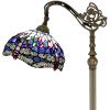 imageWERFACTORY Tiffany Floor Lamp Blue Stained Glass Dragonfly Arched Lamp 12X18X64 Inches Gooseneck Adjustable Corner Standing Reading Light Decor Bedroom Living Room S004 Series B