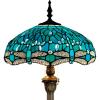 imageWERFACTORY Tiffany Floor Lamp Dragonfly Green Stained Glass Standing Reading Light 16X16X64 Inches Antique Pole Corner Lamp Decor Bedroom Living Room Home Office S622 Series