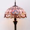 imageWERFACTORY Tiffany Floor Lamp Pink Baroque Stained Glass Standing Reading Light 16X16X64 Inches Antique Pole Corner Lamp Decor Bedroom Living Room Home Office S003P Series