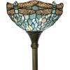 imageWERFACTORY Tiffany Floor Lamp Sea Blue Stained Glass Dragonfly Light 12X12X66 Inches Pole Torchiere Standing Corner Torch Uplight Decor Bedroom Living Room Home Office S147 Series