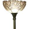 imageWERFACTORY Tiffany Floor Lamp White Crystal Stained Glass Light 12X12X66 Inches Pole Torchiere Standing Corner Torch Uplight Decor Bedroom Living Room Home Office S508W Series