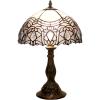 imageWERFACTORY Tiffany Lamp White Bent Stained Glass Bedside Table Lamp Desk Reading Light 12X12X18 Inches Decor Bedroom Living Room Home Office S508W Series