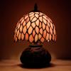 imageWERFACTORY Small Tiffany Lamp Desk Pink Wisteria Style Stained Glass Mushroom Table Lamp Bronze Mini Accent Lamp W8H11 Inch S523P Series