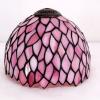 imageWERFACTORY Small Tiffany Lamp Desk Pink Wisteria Style Stained Glass Mushroom Table Lamp Bronze Mini Accent Lamp W8H11 Inch S523P Series