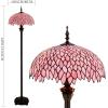 imageWERFACTORY Tiffany Floor Lamp Pink Wisteria Stained Glass Standing Reading Light 16X16X64 Inches Antique Style Pole Corner Lamp Decor Bedroom Living Room Home Office S523P Series