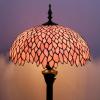 imageWERFACTORY Tiffany Floor Lamp Pink Wisteria Stained Glass Standing Reading Light 16X16X64 Inches Antique Style Pole Corner Lamp Decor Bedroom Living Room Home Office S523P Series
