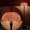 imageWERFACTORY Tiffany Floor Lamp Pink Wisteria Stained Glass Standing Reading Light 16X16X64 Inches Antique Style Pole Corner Lamp Decor Bedroom Living Room Home Office S523P Series