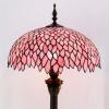 imageWERFACTORY Tiffany Floor Lamp Pink Wisteria Stained Glass Standing Reading Light 16X16X64 Inches Antique Style Pole Corner Lamp Decor Bedroom Living Room Home Office S523P Series