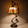 imageWERFACTORY Tiffany Lamp Red Stained Glass Tulip Table Lamp Metal Leaf Base 8X10X21 Inches Reading Desk Light Decor Small Space Bedroom Home Office S030 Series