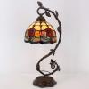 imageWERFACTORY Tiffany Lamp Red Stained Glass Tulip Table Lamp Metal Leaf Base 8X10X21 Inches Reading Desk Light Decor Small Space Bedroom Home Office S030 Series