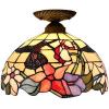 imageWERFACTORY Tiffany Lamp Shade Replacement 12X12X6 Inch Cream Amber Stained Glass Hummingbird Lampshade Only 158Inch Fitter Opening for Arched Floor Lamp Torchiere Lamp Pendant Light S101 Series