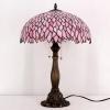 imageWERFACTORY Tiffany Lamp Stained Glass Style Bedside Table Lamp Pink Wisteria Desk Reading Light Resin Base 16X16X24 Inches Decor Bedroom Living Room Home Office S523P Series