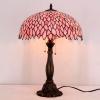 imageWERFACTORY Tiffany Lamp Stained Glass Style Bedside Table Lamp Pink Wisteria Desk Reading Light Resin Base 16X16X24 Inches Decor Bedroom Living Room Home Office S523P Series