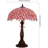 imageWERFACTORY Tiffany Lamp Stained Glass Style Bedside Table Lamp Pink Wisteria Desk Reading Light Resin Base 16X16X24 Inches Decor Bedroom Living Room Home Office S523P Series