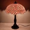 imageWERFACTORY Tiffany Lamp Stained Glass Style Bedside Table Lamp Pink Wisteria Desk Reading Light Resin Base 16X16X24 Inches Decor Bedroom Living Room Home Office S523P Series