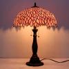 imageWERFACTORY Tiffany Lamp Stained Glass Style Bedside Table Lamp Pink Wisteria Desk Reading Light Resin Base 16X16X24 Inches Decor Bedroom Living Room Home Office S523P Series