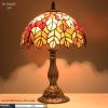 imageWERFACTORY Tiffany Table Lamp Stained Glass Style Maple Leaf Bedside Lamp Desk Reading Light 12X12X18 Inches Decor Bedroom Living Room Home Office S804 Series